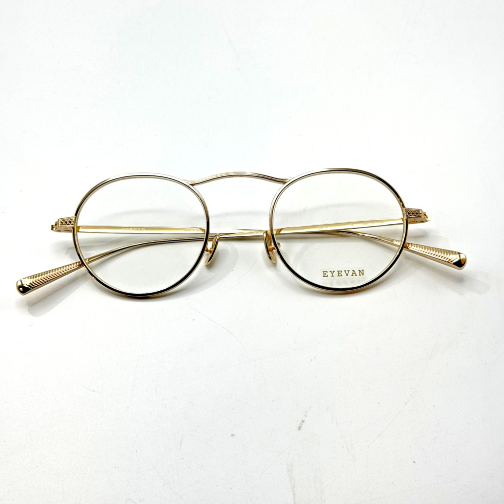 Eyevan Eyeglasses Frames Safari G Gold Round Titanium 46-21-145 New Authentic